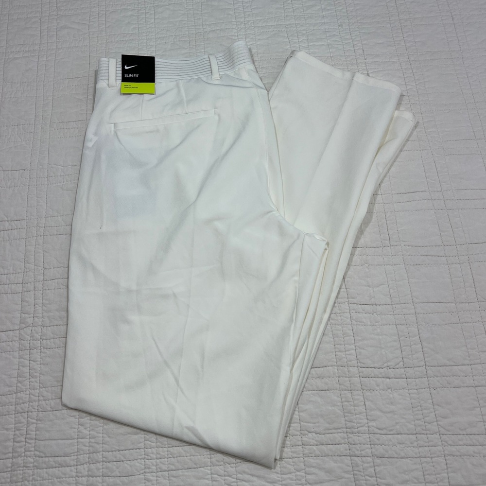 Nike Flex Golf Pants Mens 34x32 White Slim Fit Dri-FIT Trousers 891887-133